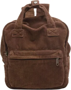 Makukke Small Corduroy Backpack Purse for Women - Vintage Mini Fashion Casual Aesthetic Backpack, Brown