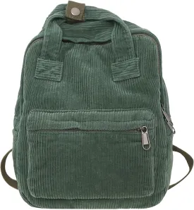Makukke Small Corduroy Backpack Purse for Women - Vintage Mini Fashion Casual Aesthetic Backpack, Green