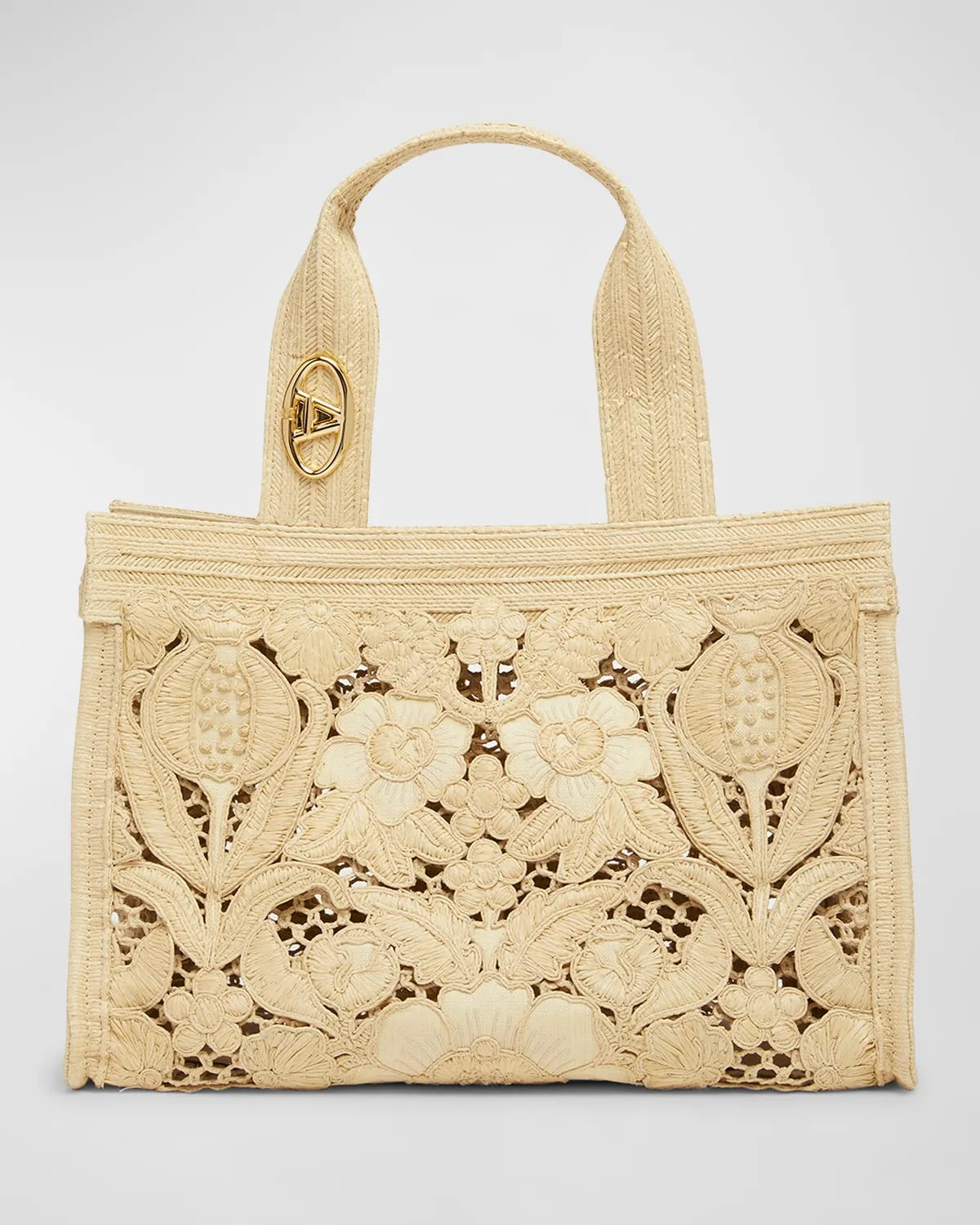 Medium Resort Flower Raffia Tote Bag