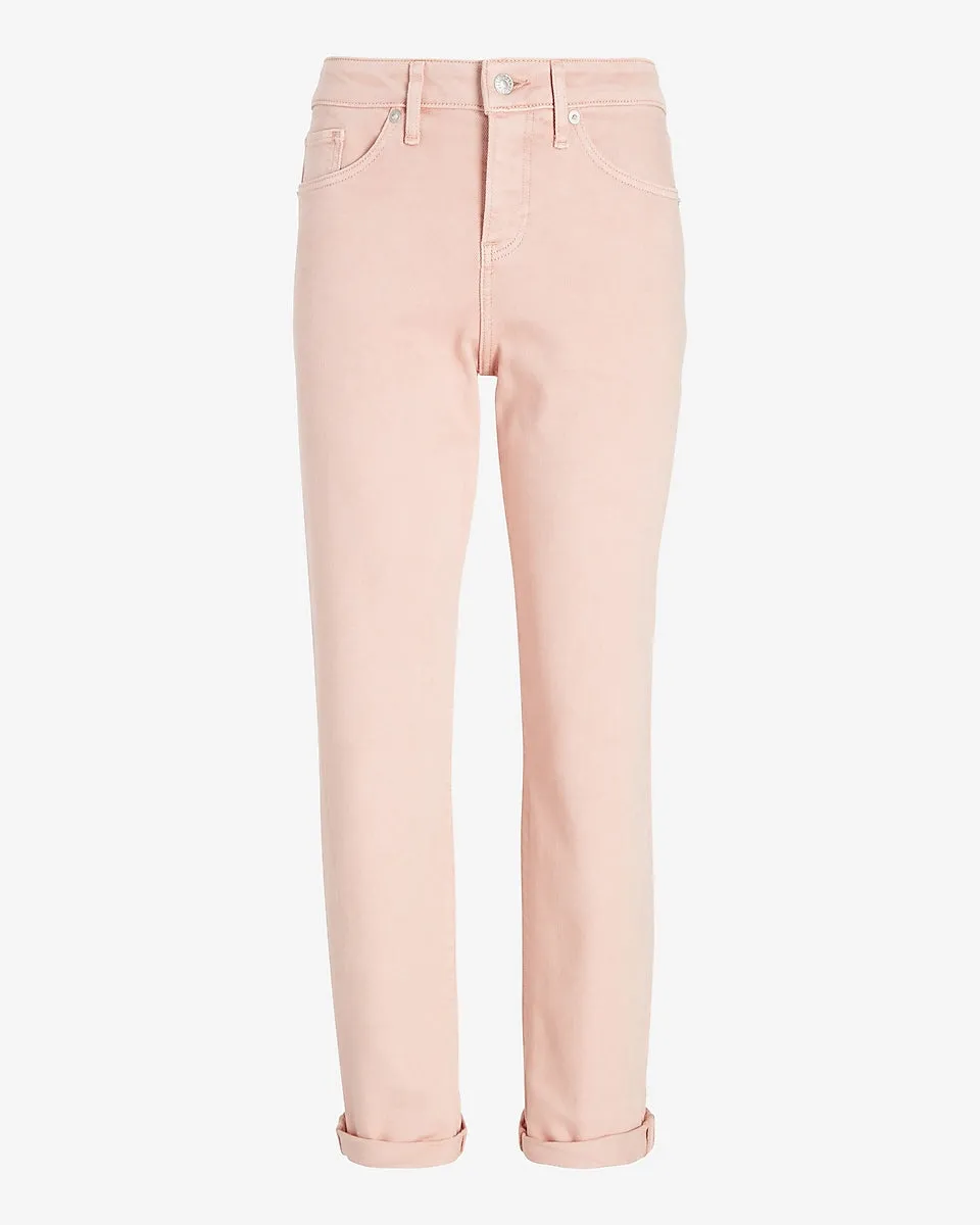 Mid Rise Twill Rolled Hem Boyfriend Pant in Foundation