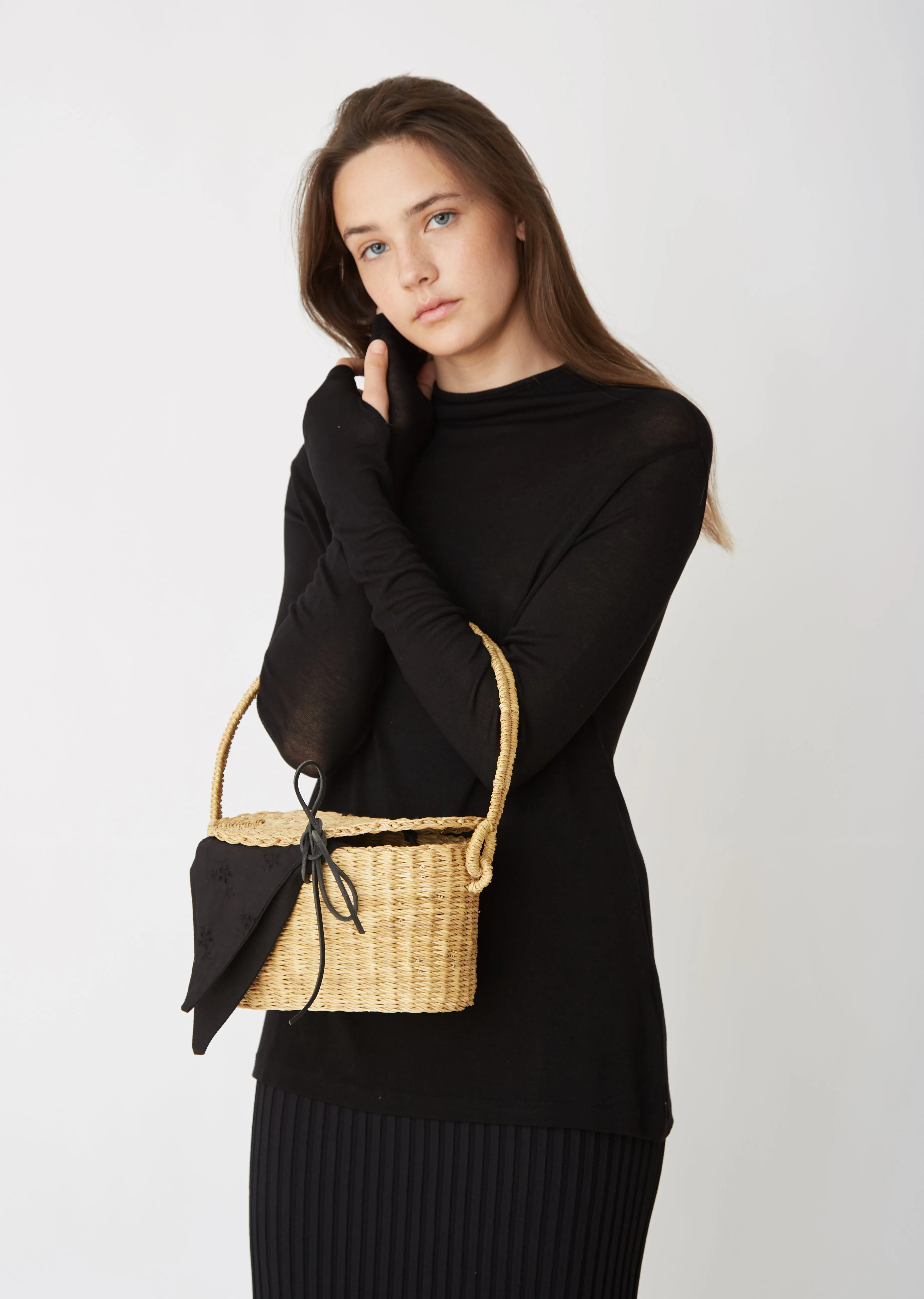 Mini Jeanne Flor Straw Basket Bag