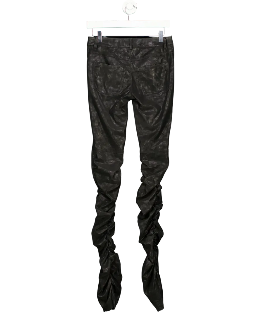MISBHV Black Ruched Faux Leather Trousers UK S