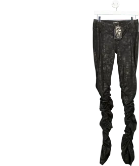 MISBHV Black Ruched Faux Leather Trousers UK S