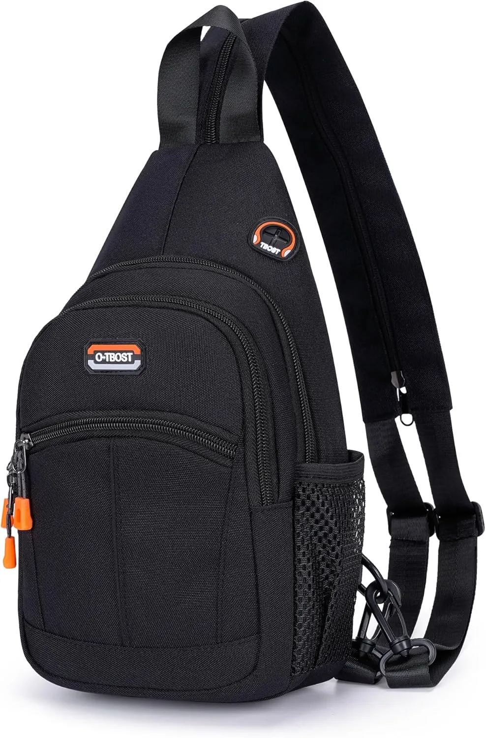 O-TBOST Small Sling Bags for Women Crossbody Backpack Multi-Pocket Adjustable Strap Daypack for Outdoors Hiking Traveling (black)