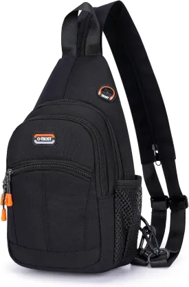 O-TBOST Small Sling Bags for Women Crossbody Backpack Multi-Pocket Adjustable Strap Daypack for Outdoors Hiking Traveling (black)
