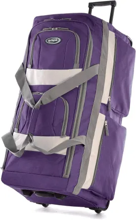 Olympia U.S.A. 22 inch Carry On 8 Pockets Wheeled Rolling Duffel Bag Water Resistant Luggage Lightweight Travel Suitcase with Retractable Handle