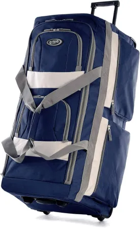 Olympia U.S.A. 22 inch Carry On 8 Pockets Wheeled Rolling Duffel Bag Water Resistant Luggage Lightweight Travel Suitcase with Retractable Handle