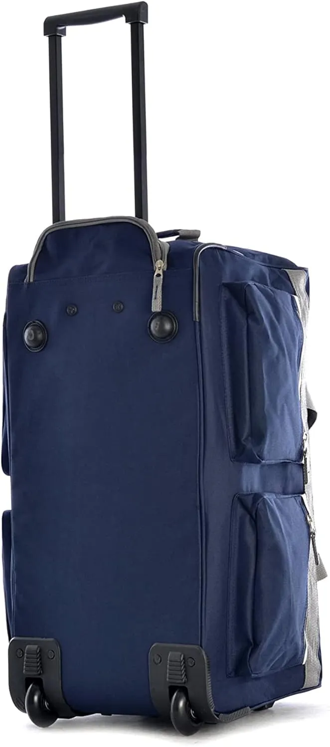 Olympia U.S.A. 22 inch Carry On 8 Pockets Wheeled Rolling Duffel Bag Water Resistant Luggage Lightweight Travel Suitcase with Retractable Handle