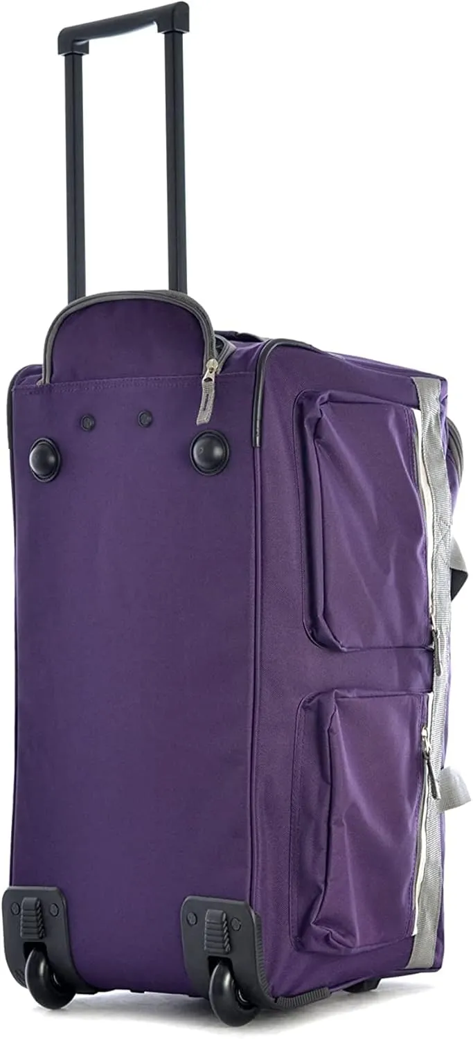 Olympia U.S.A. 22 inch Carry On 8 Pockets Wheeled Rolling Duffel Bag Water Resistant Luggage Lightweight Travel Suitcase with Retractable Handle