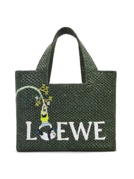 Panda small tote in raffia