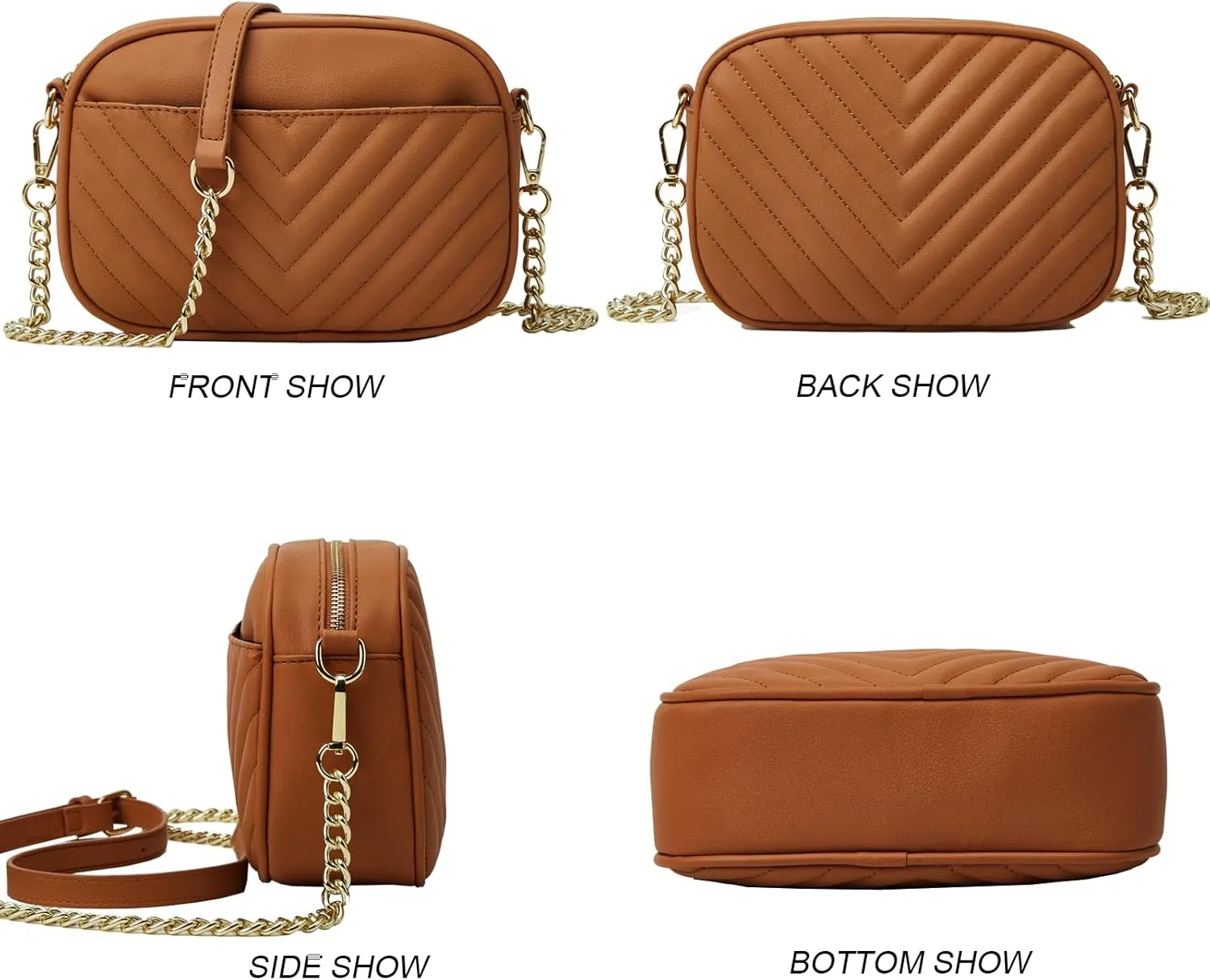 Phone Crossbody Bag with Chain Strap, Lightweight Vegan Leather Shoulder Purse for women