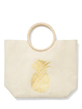 Pineapple Raffia Tote Bag