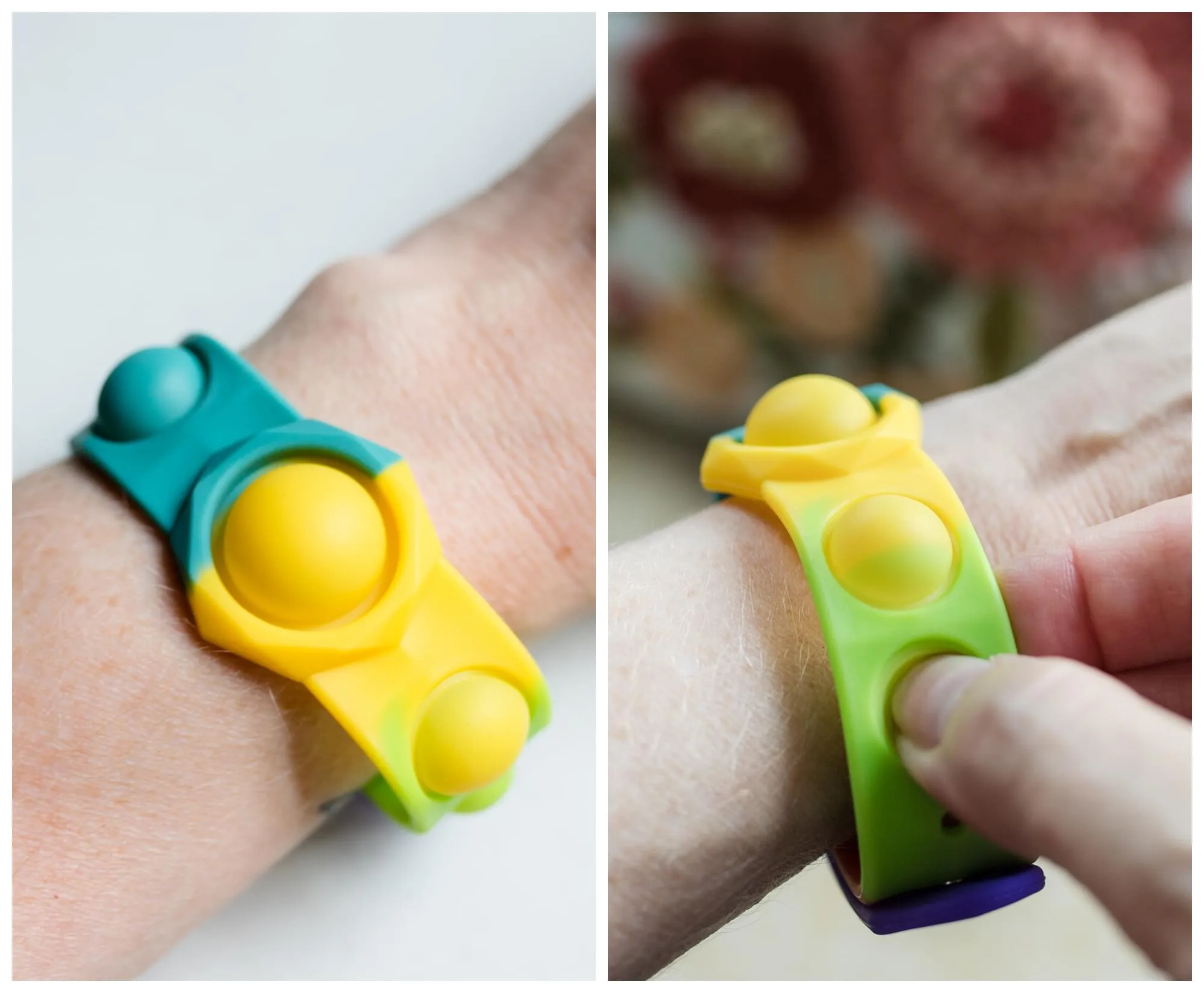 Push Pop Fidget Toy 6-Button Bracelet | Rainbow