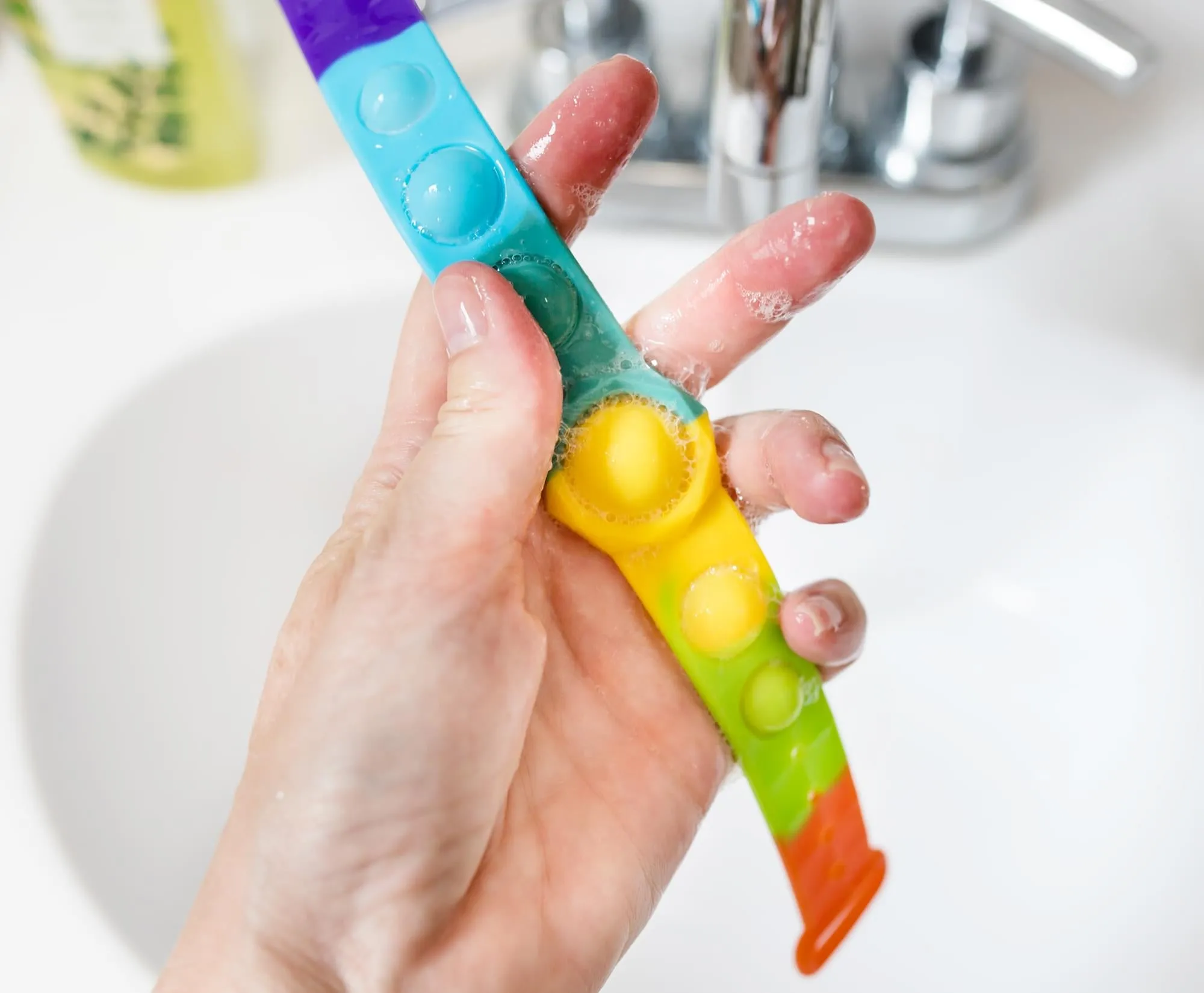 Push Pop Fidget Toy 6-Button Bracelet | Rainbow