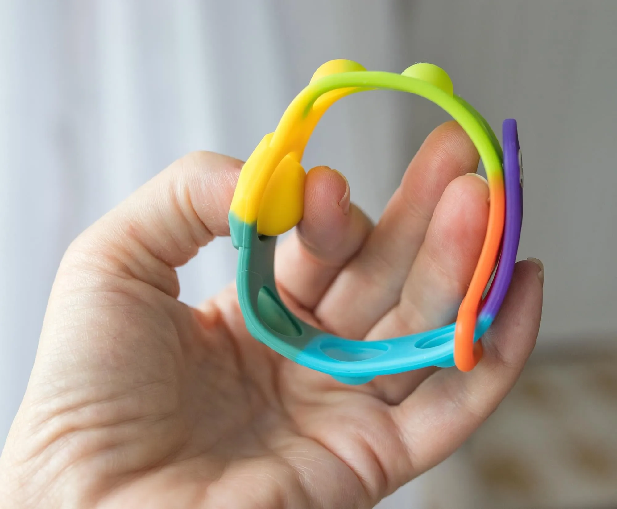 Push Pop Fidget Toy 6-Button Bracelet | Rainbow