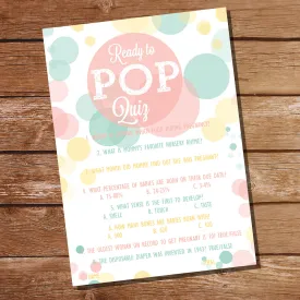 Ready To Pop Baby Shower Pop Quiz | Unisex Baby Shower Game