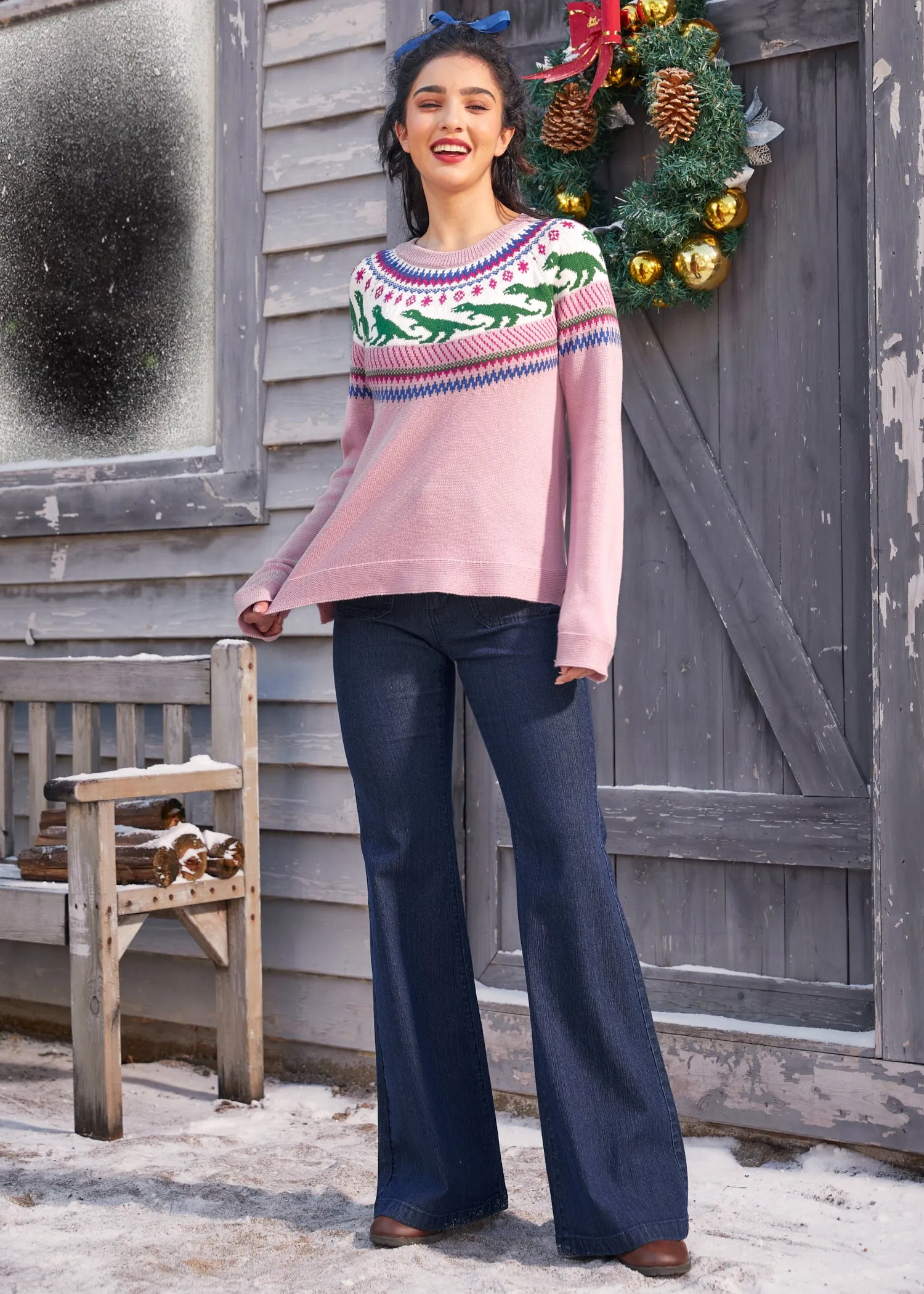Retro Charm Raglan Sweater