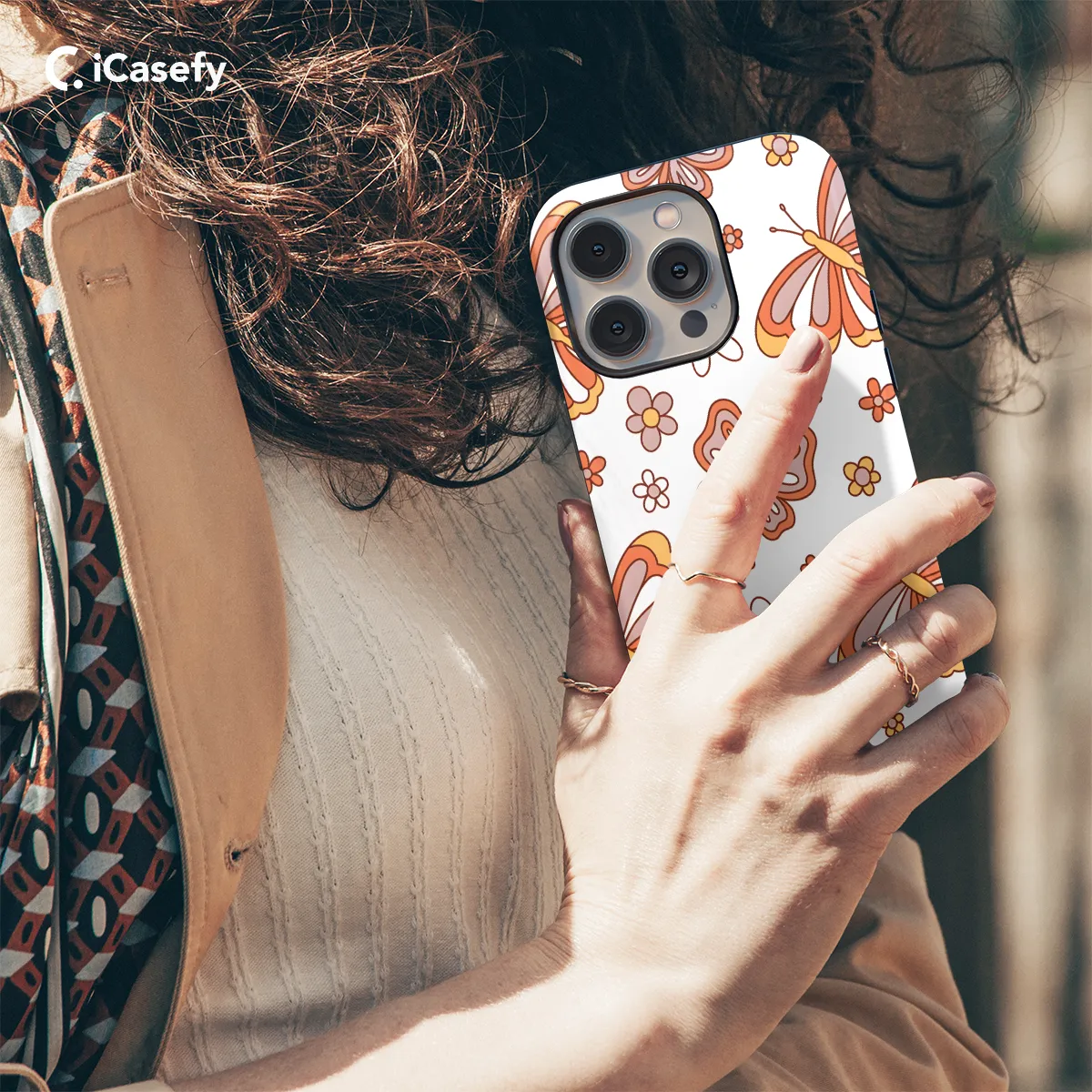 Retro Groovy Butterflies and Daisy Phone Case iPhone Samsung Cover Pixel 663