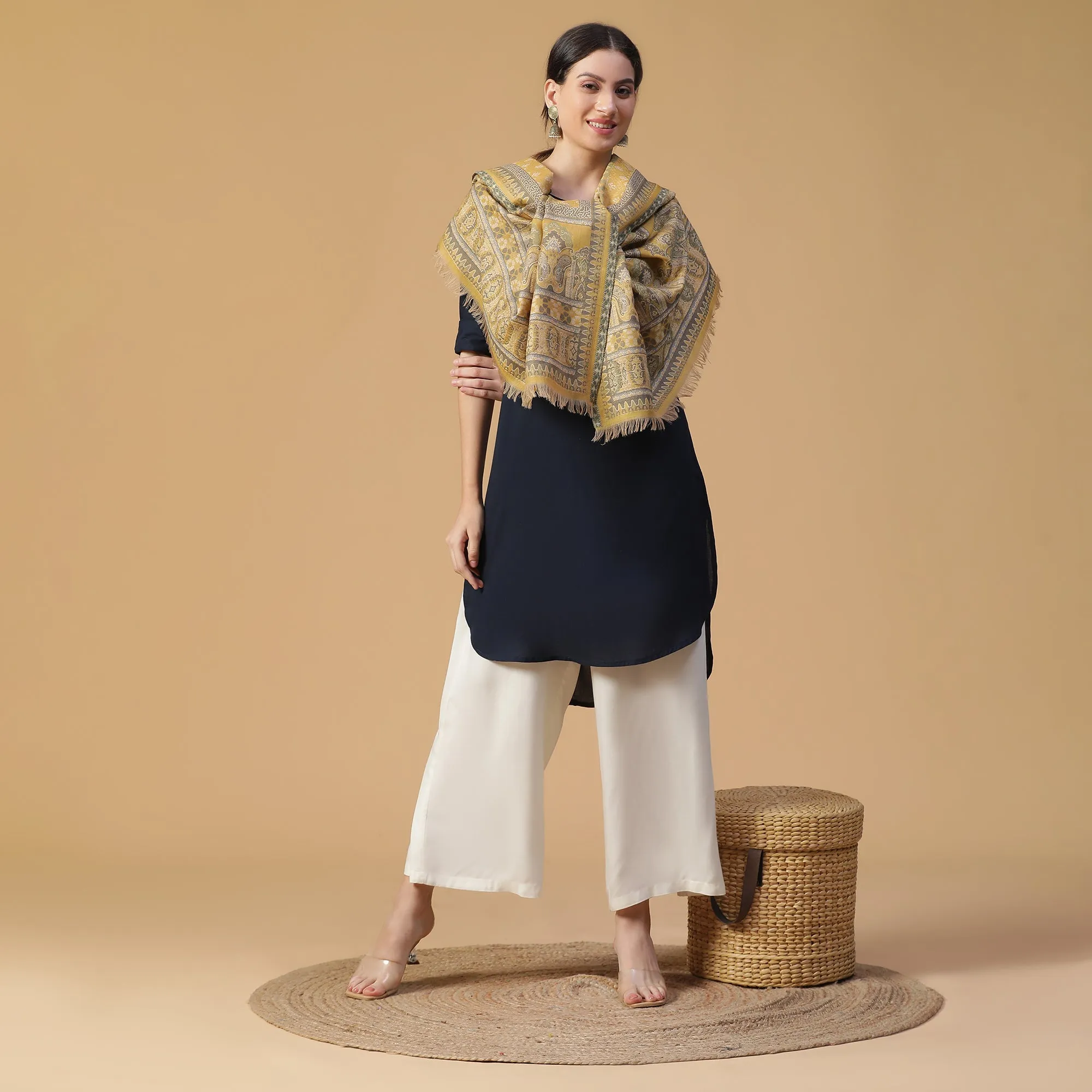 Saida Woven Design Timeless Wool Stole