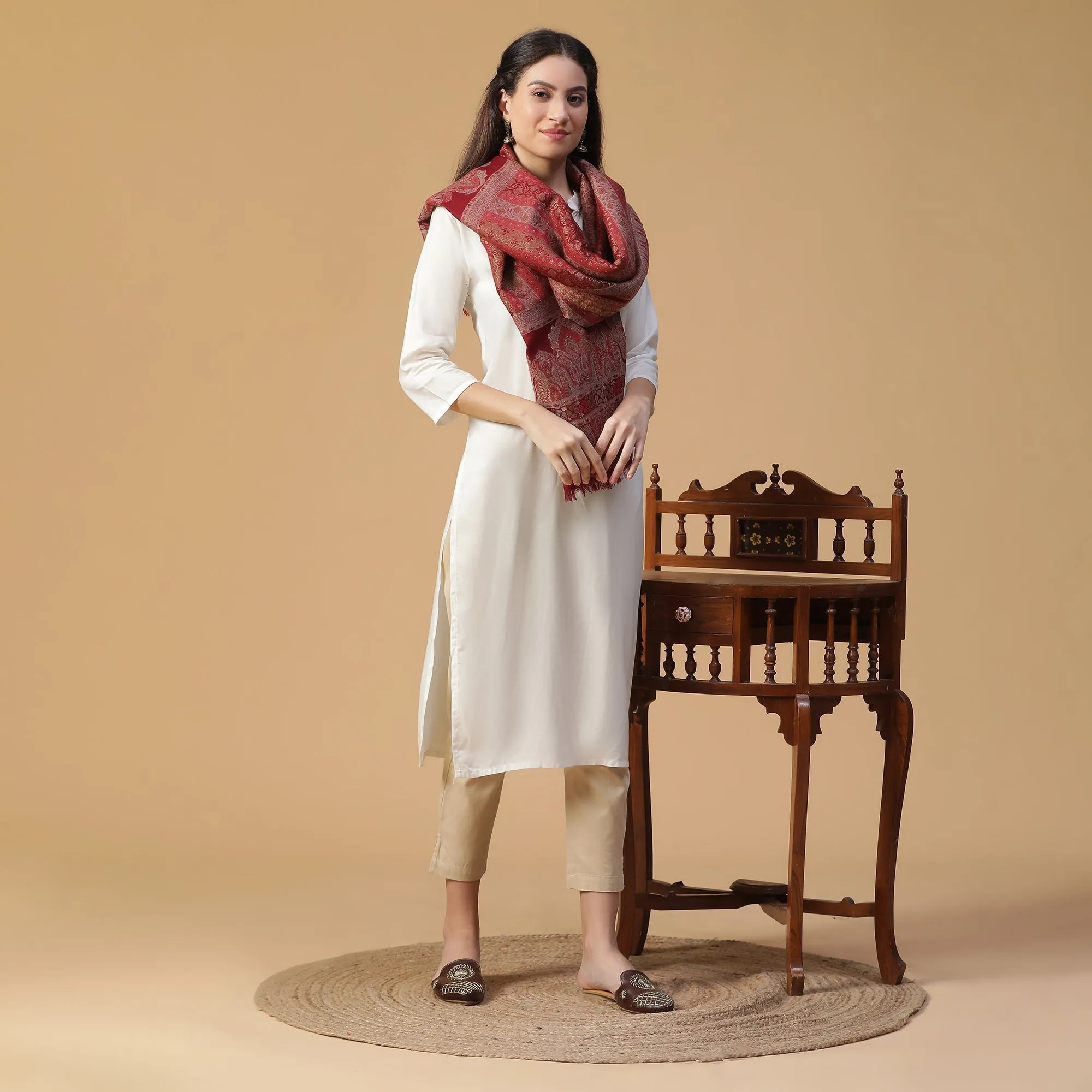 Saida Woven Design Timeless Wool Stole