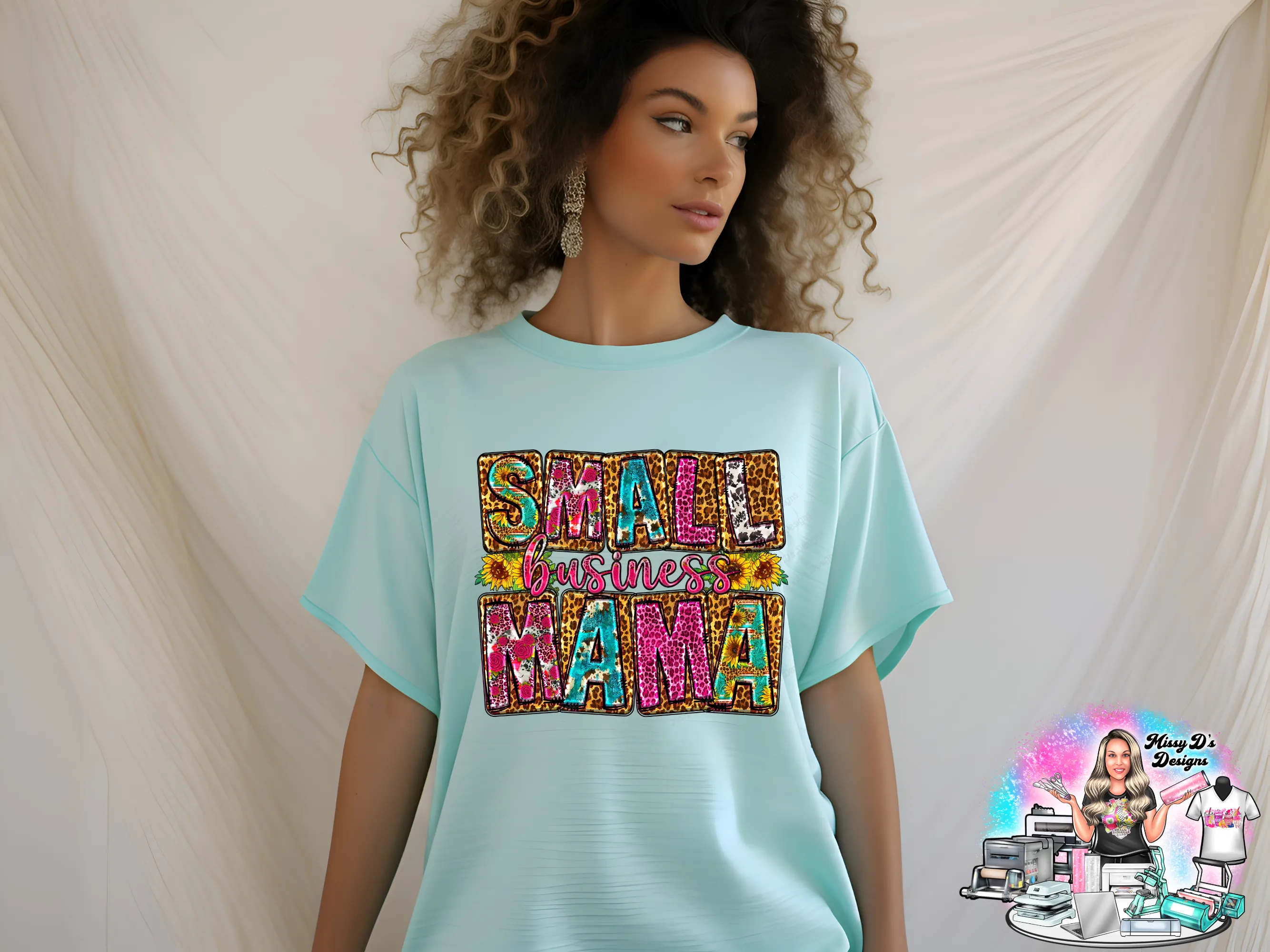 Small Business Mama Leopard/Sunflowers DTF Transfer