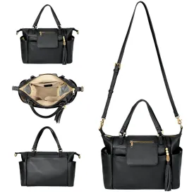 Small Diaper Bag,Mini Diaper Bag Tote, Leather Crossbody Diaper Bag Clutch with 12 Pocekts Diaper Bag Purses for Women Girls,Crossbody Strap,2 Insulated Pockets,Black