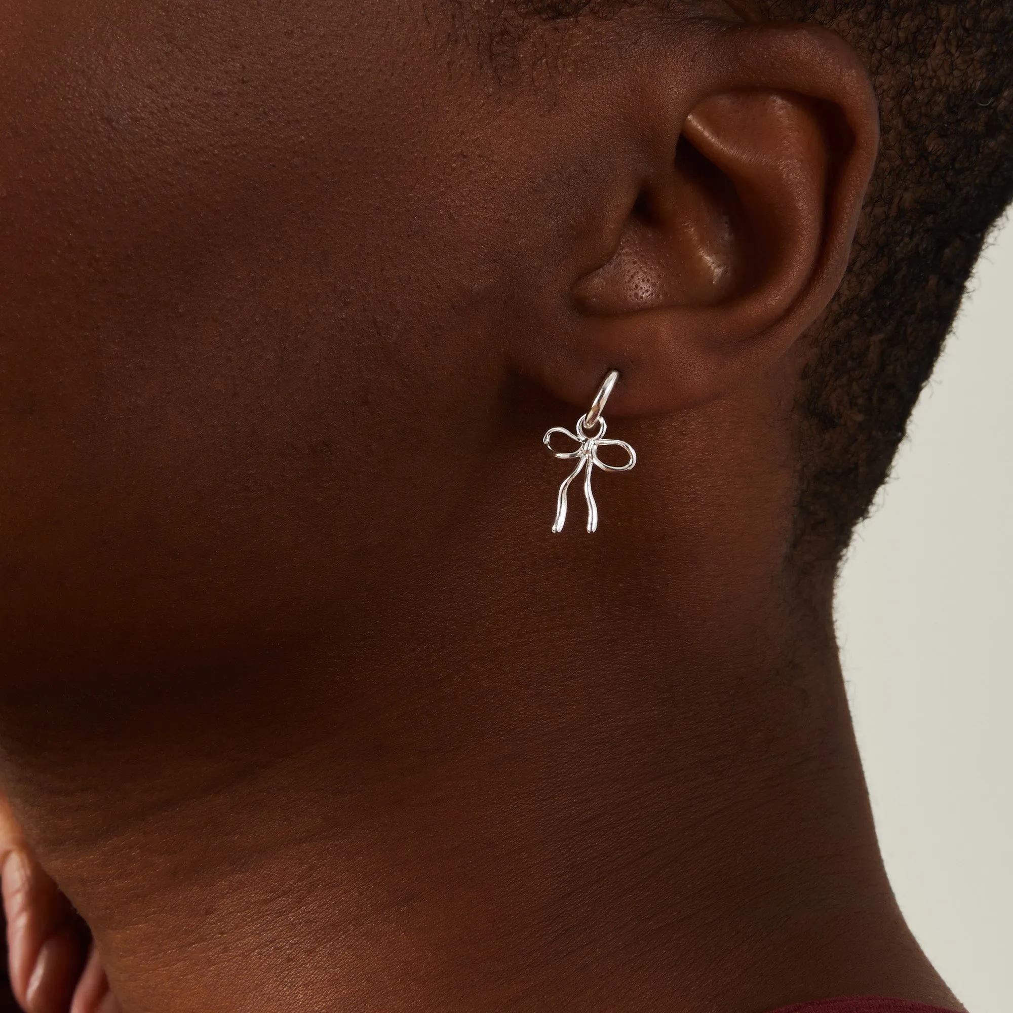 Sterling Silver-Plated Bow Drop Hoops