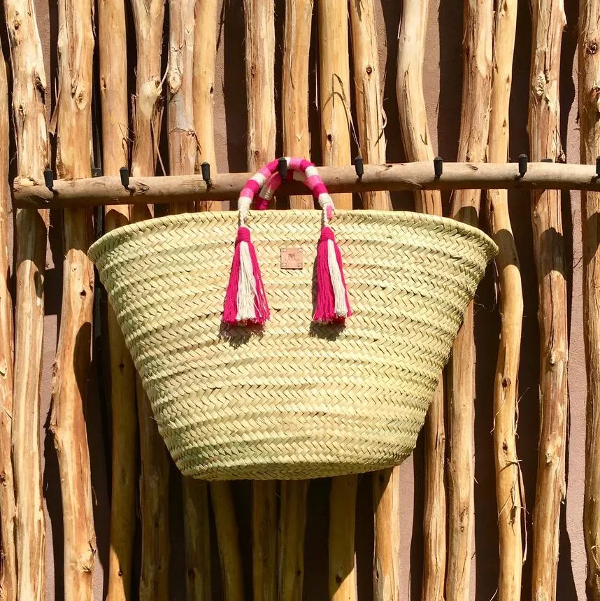 STRAW BASKET #104 PINK