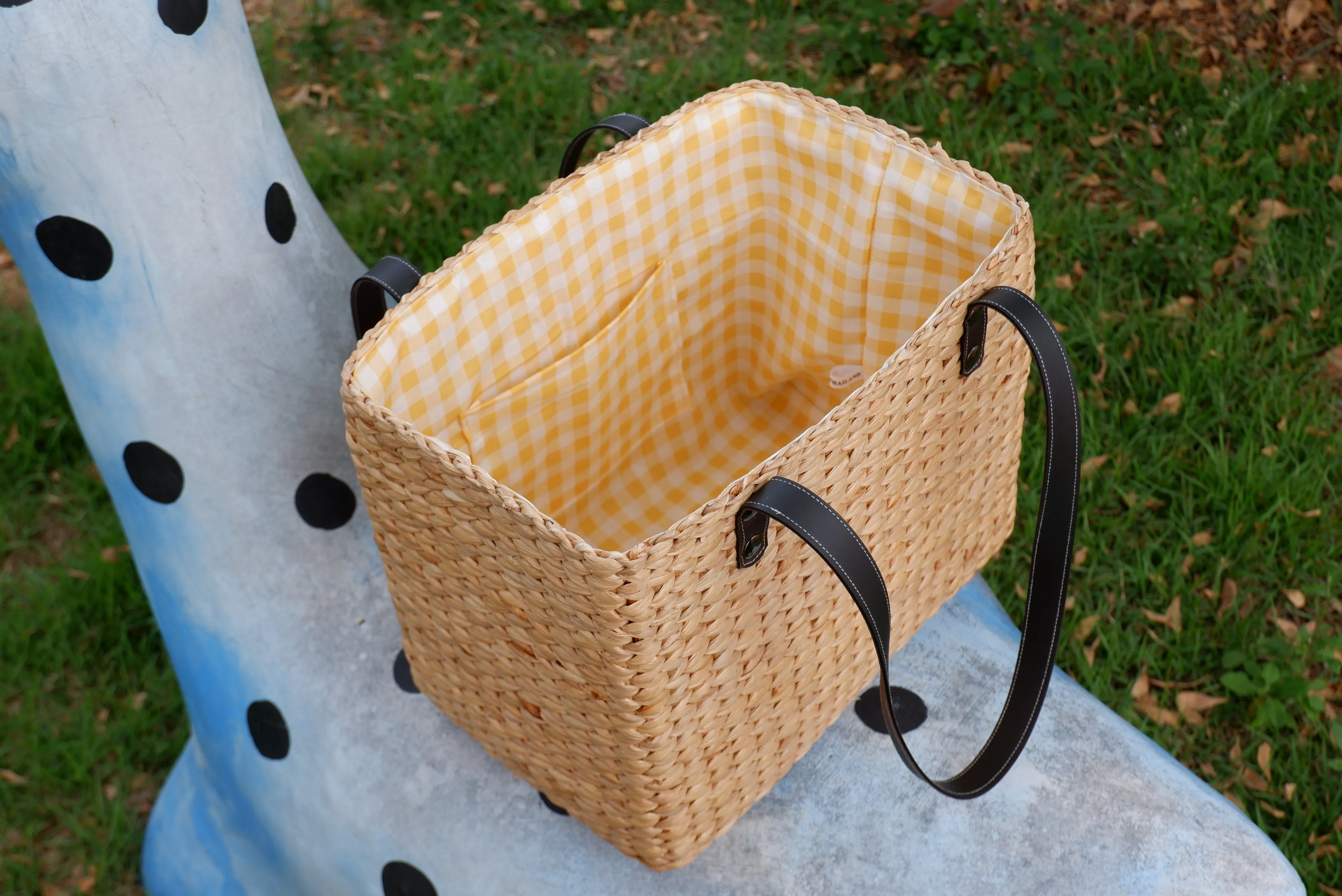 straw basket beach tote with leather handles