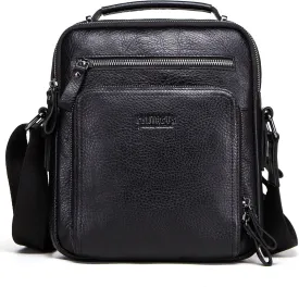 Top Grain Leather 11" Messenger Bag for Man & Woman, Multi Pockets, Fits to 8.3"/10.9" iPad for Daily/School/Business/Travel