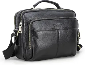 Top Grain Leather 11" Messenger Bag for Man & Woman, Multi Pockets, Fits to 8.3"/10.9" iPad for Daily/School/Business/Travel