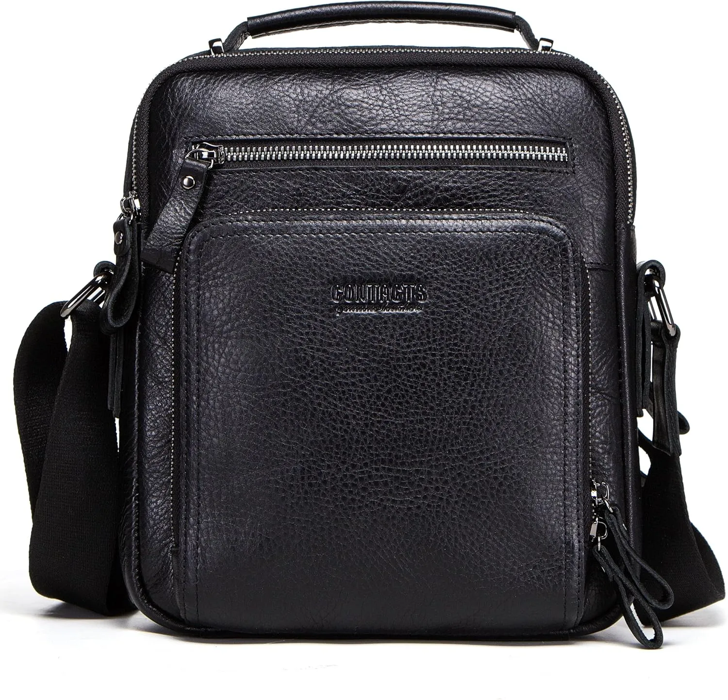 Top Grain Leather 11" Messenger Bag for Man & Woman, Multi Pockets, Fits to 8.3"/10.9" iPad for Daily/School/Business/Travel