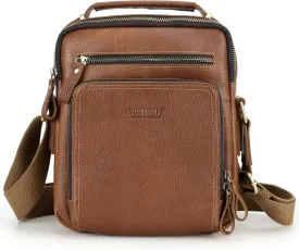 Top Grain Leather 11" Messenger Bag for Man & Woman, Multi Pockets, Fits to 8.3"/10.9" iPad for Daily/School/Business/Travel