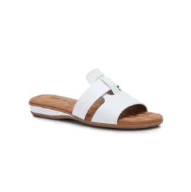 Walking Cradles Wc Candice Women Slide Sandal In White Nappa Leather/patent