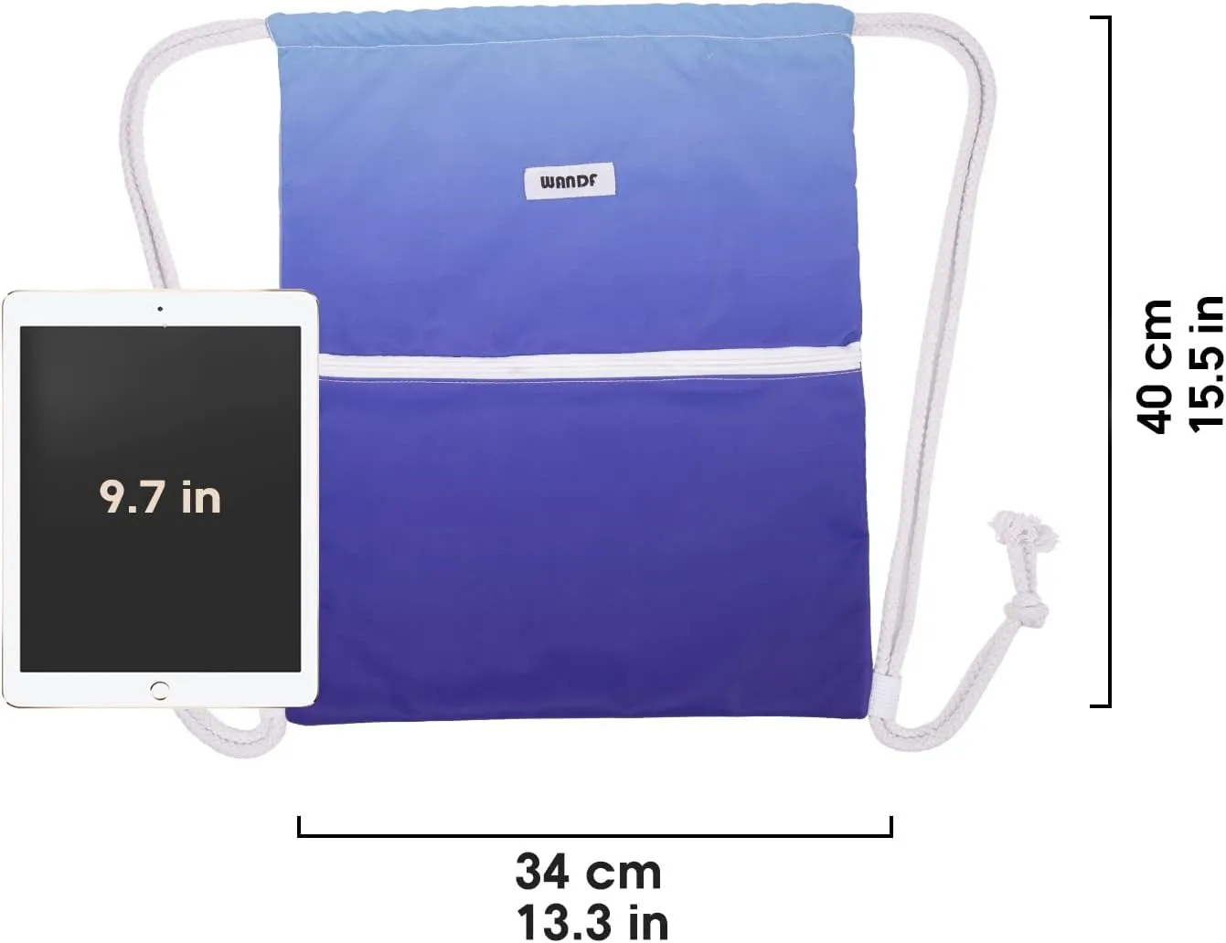 WANDF Drawstring Backpack String Bag Sackpack Cinch Water Resistant Nylon for Gym Shopping Sport Yoga (Blue)