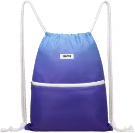 WANDF Drawstring Backpack String Bag Sackpack Cinch Water Resistant Nylon for Gym Shopping Sport Yoga (Blue)