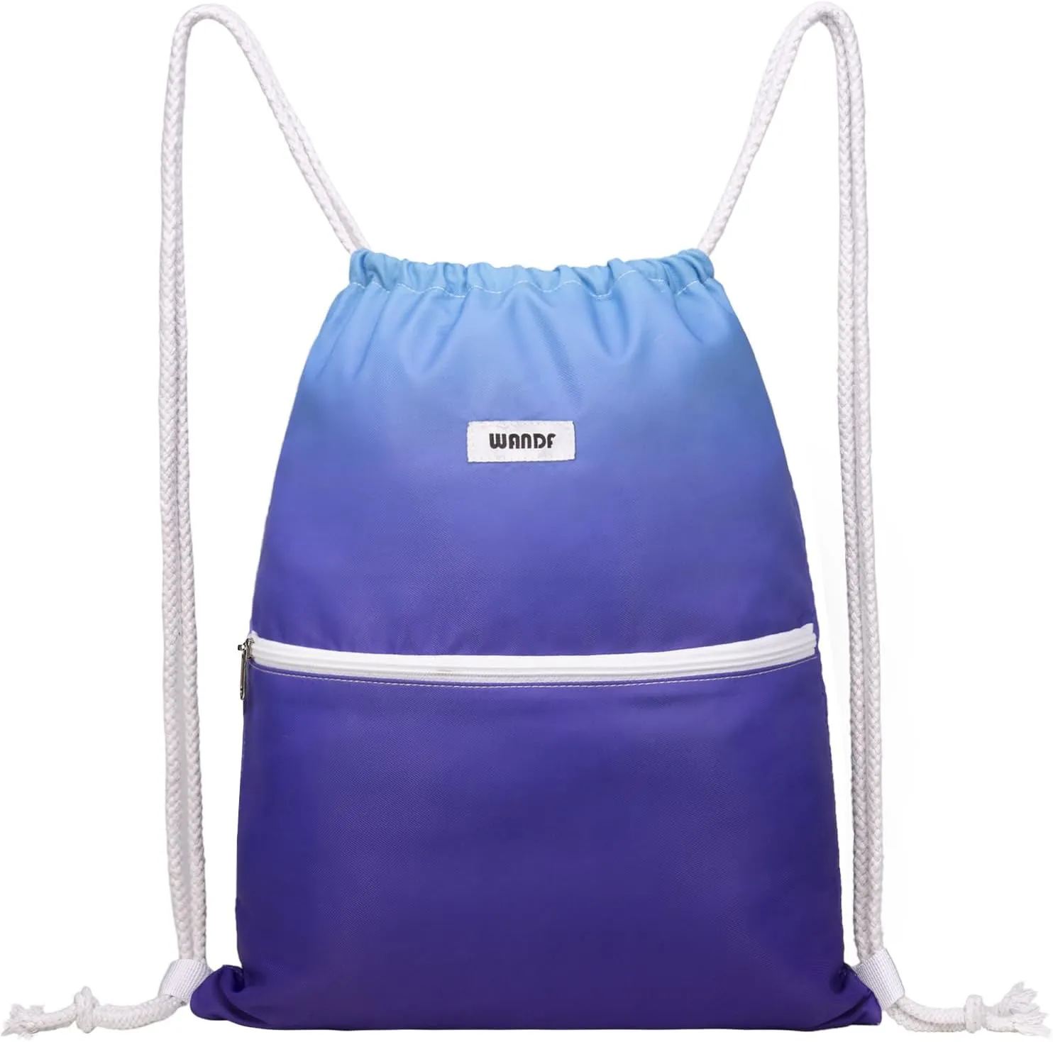 WANDF Drawstring Backpack String Bag Sackpack Cinch Water Resistant Nylon for Gym Shopping Sport Yoga (Blue)