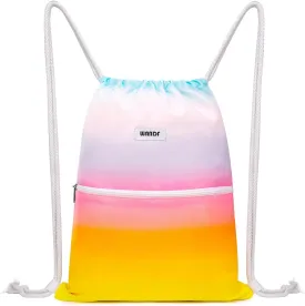 WANDF Drawstring Backpack String Bag Sackpack Cinch Water Resistant Nylon for Gym Shopping Sport Yoga (Rain bow)