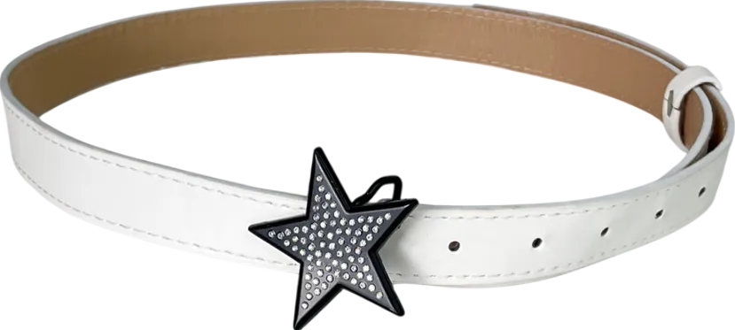 White Faux Leather Star Belt One Size