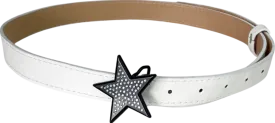 White Faux Leather Star Belt One Size