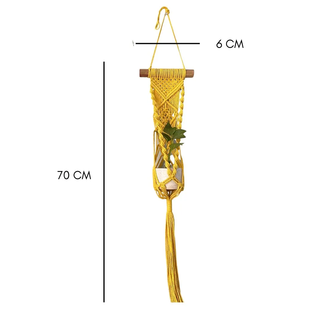 Yellow Macrame Plant Holder - Set of 2